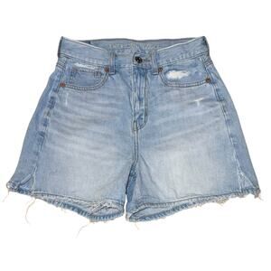 American Eagle High Rise Baggy Shorts Size 26 Distressed Light Wash Spring Mom